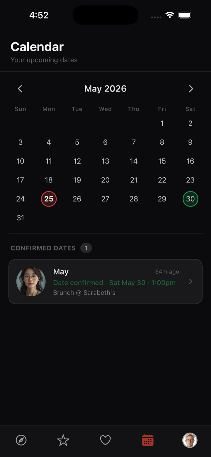 Confirmed date on the calendar